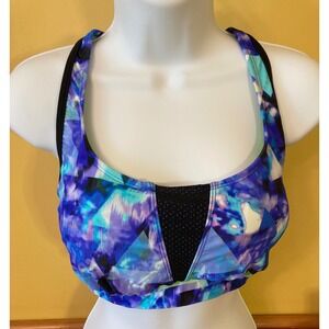 Sports‎ Bra Medium Impact Geometric Print Black Trim XL